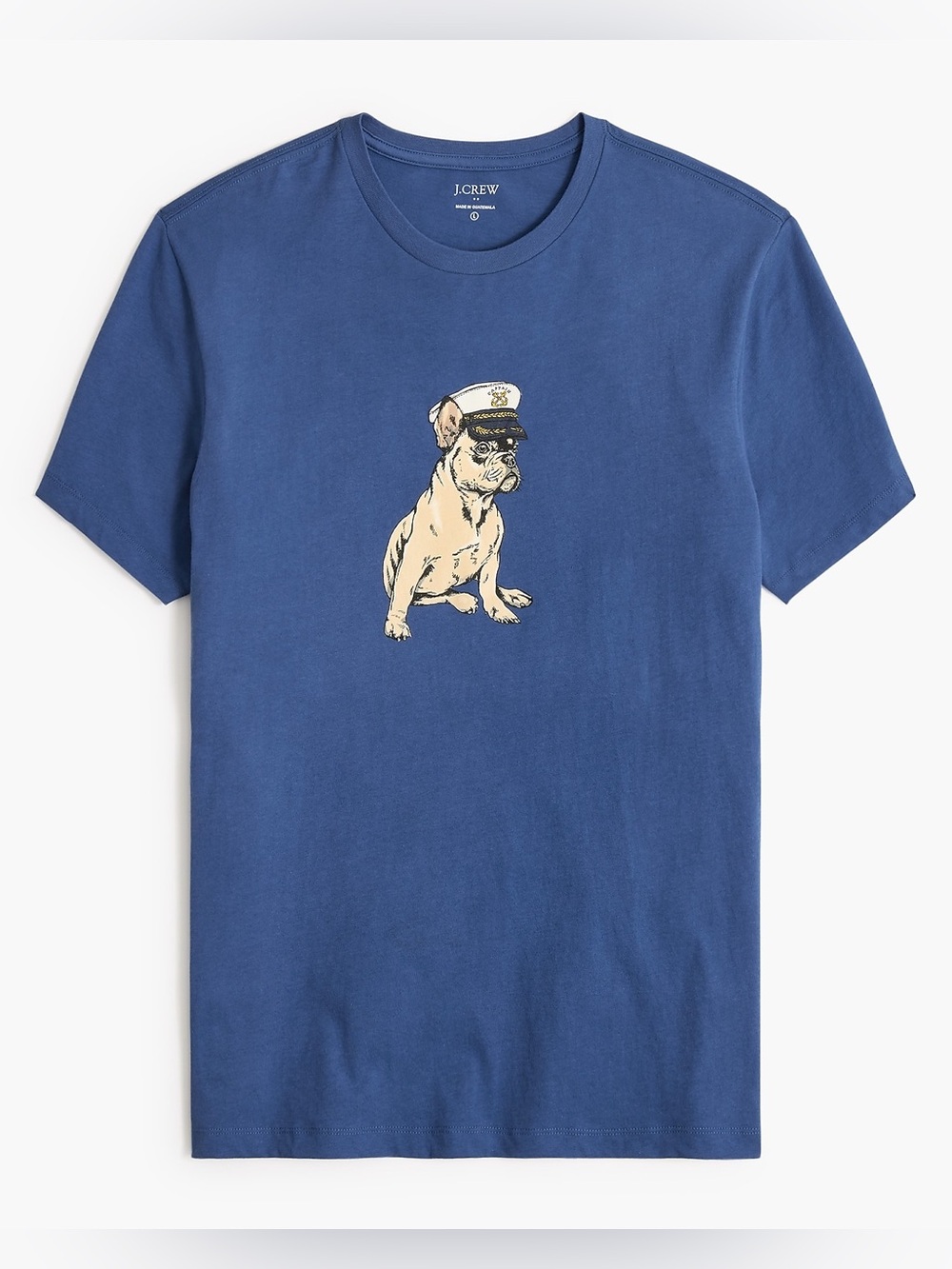 NWOT NEW J.Crew French Bulldog Graphic Tee Navy Nautical Sailor T-Shirt L